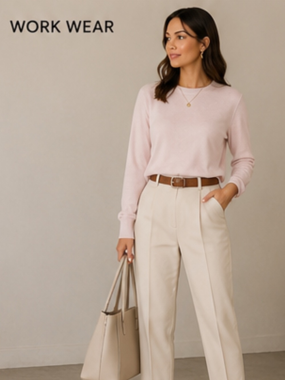 Quince light pink crew neck lightweight Sweater